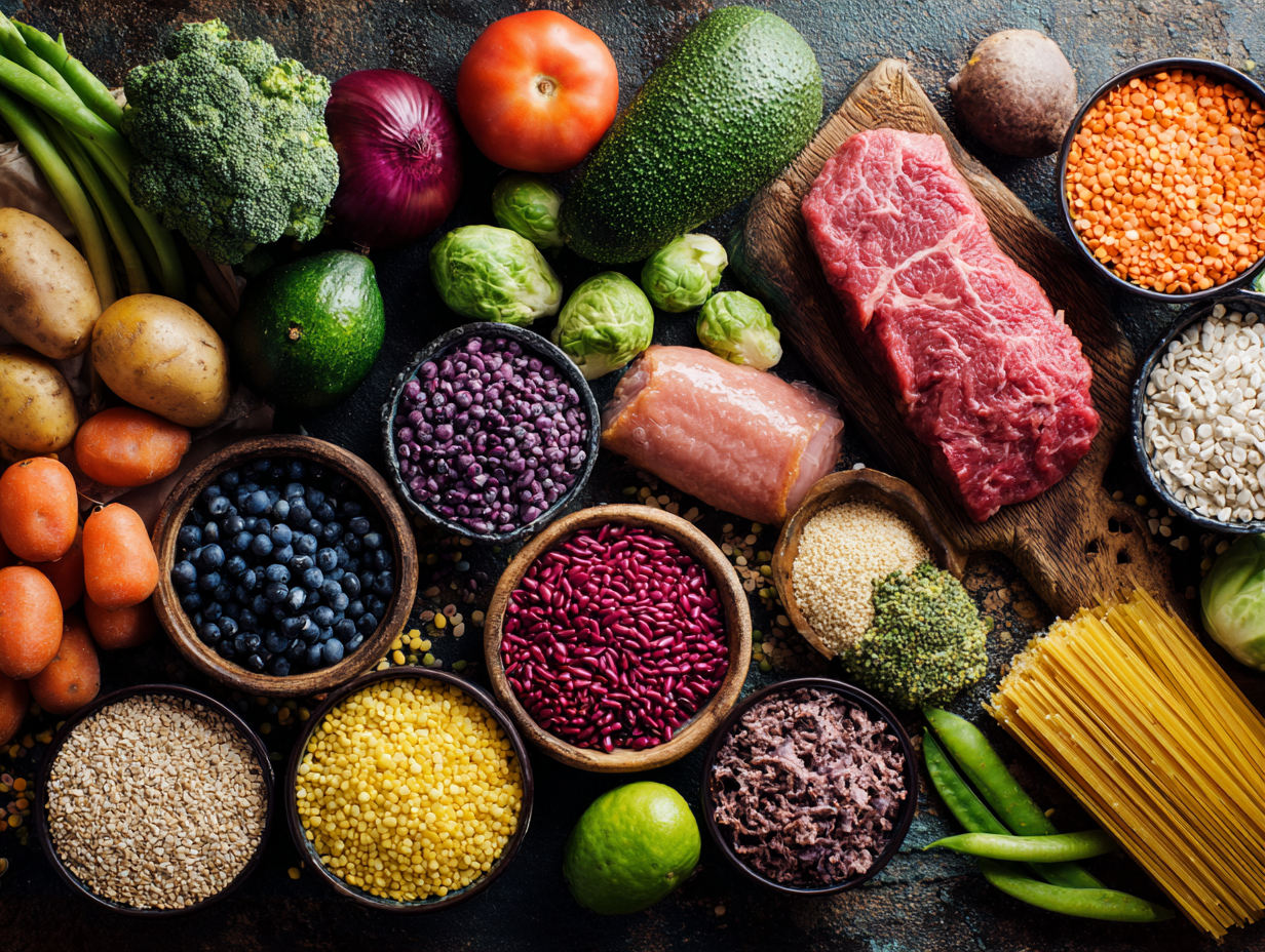 Різні люди готують та насолоджуються здоровою їжею разом